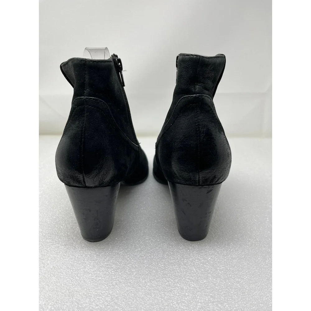 Vionic Windom Womens Size 11 Black Suede Western Ankle Boots Side Zip Block Heel